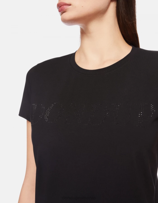 femei tricou slim-fit din jerseu V84D439 îmbrăcăminte negru DONDUP