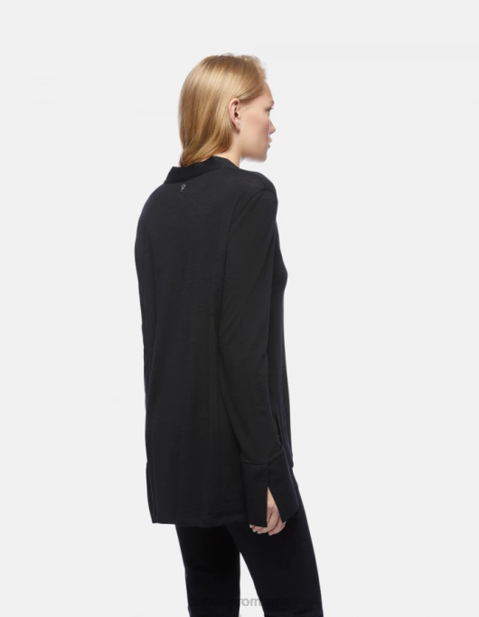 femei tricou supradimensionat din lana V84D441 îmbrăcăminte negru DONDUP