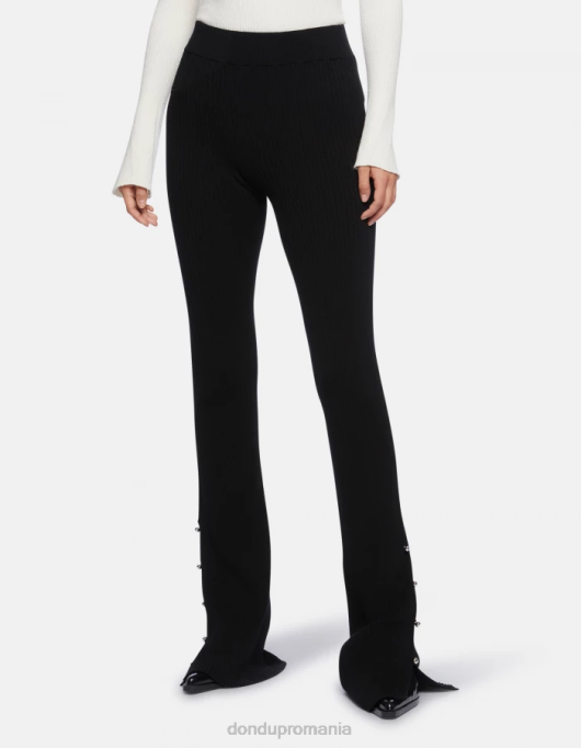 femei pantaloni bootcut din vascoza V84D218 îmbrăcăminte negru DONDUP