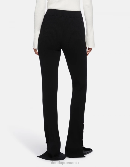femei pantaloni bootcut din vascoza V84D218 îmbrăcăminte negru DONDUP