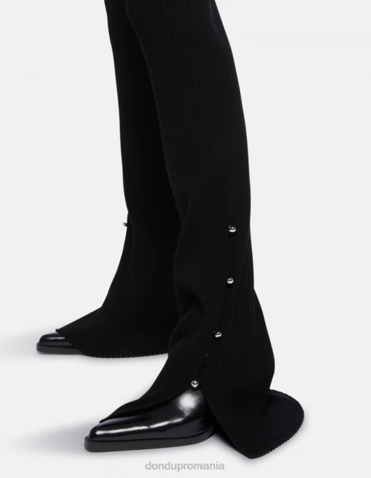 femei pantaloni bootcut din vascoza V84D218 îmbrăcăminte negru DONDUP