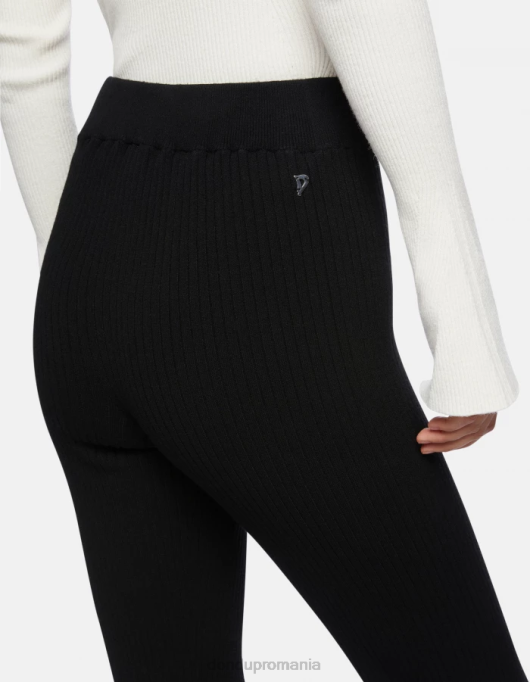 femei pantaloni bootcut din vascoza V84D218 îmbrăcăminte negru DONDUP