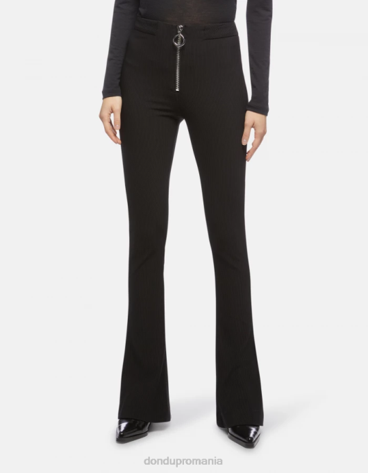 femei pantaloni din jerse avril bootcut V84D217 îmbrăcăminte negru DONDUP