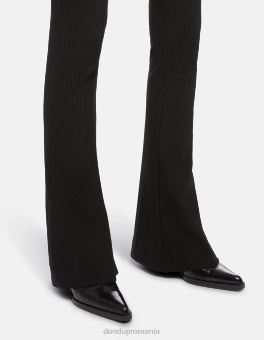 femei pantaloni din jerse avril bootcut V84D217 îmbrăcăminte negru DONDUP