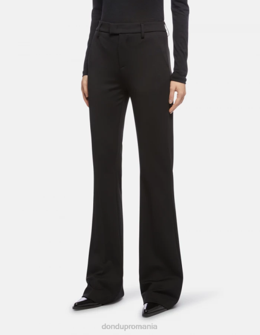 femei pantaloni din jerse tina bootcut V84D205 îmbrăcăminte negru DONDUP