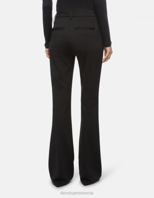 femei pantaloni din jerse tina bootcut V84D205 îmbrăcăminte negru DONDUP