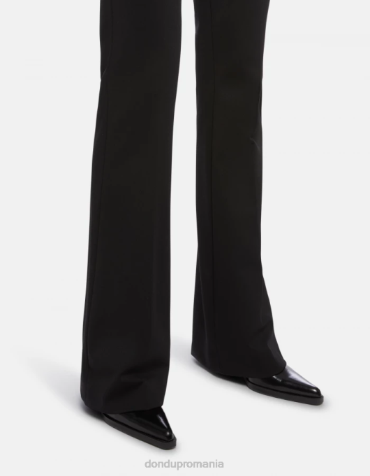 femei pantaloni din jerse tina bootcut V84D205 îmbrăcăminte negru DONDUP