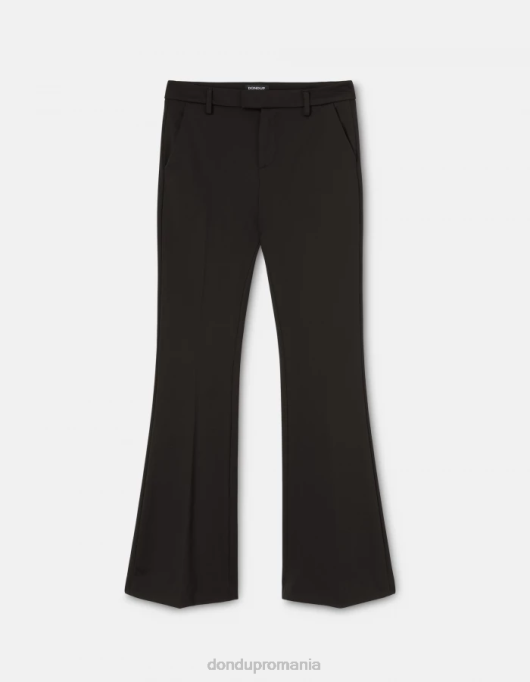 femei pantaloni din jerse tina bootcut V84D205 îmbrăcăminte negru DONDUP