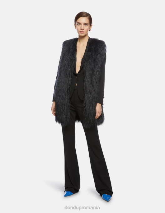 femei pantaloni din jerse tina bootcut V84D205 îmbrăcăminte negru DONDUP