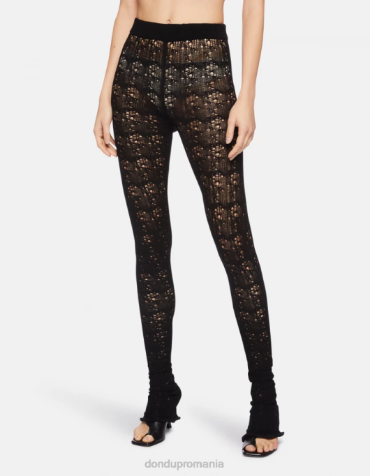 femei pantaloni super skinny din dantelă V84D172 îmbrăcăminte negru DONDUP