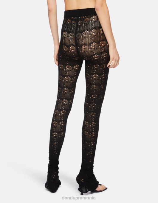 femei pantaloni super skinny din dantelă V84D172 îmbrăcăminte negru DONDUP