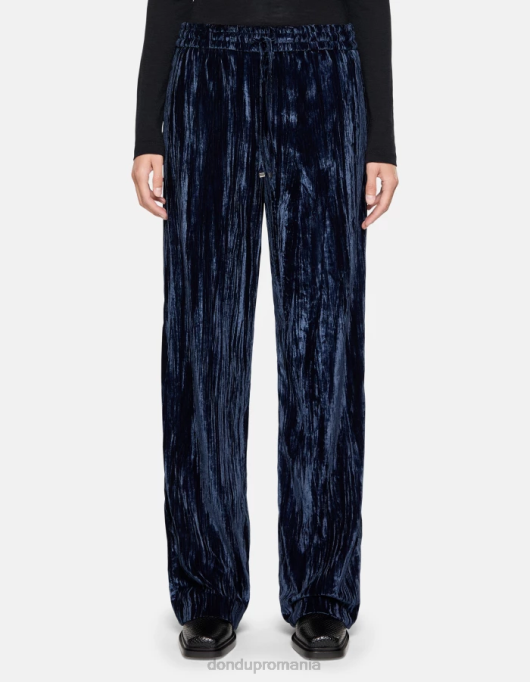 femei pantaloni de jogging din catifea marisol V84D148 îmbrăcăminte albastru marin DONDUP