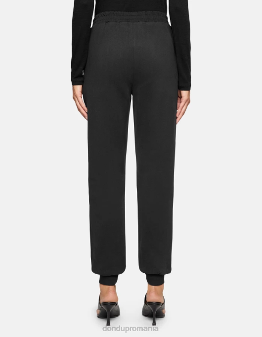femei pantaloni de jogging din fleece cu fiti regulate V84D139 îmbrăcăminte negru DONDUP