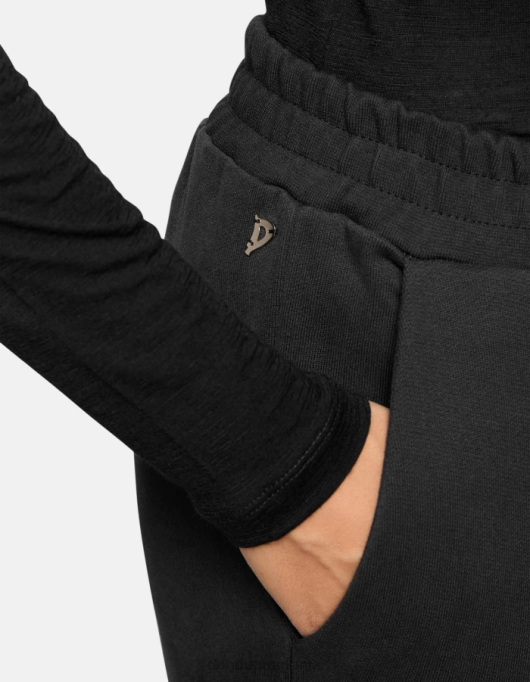 femei pantaloni de jogging din fleece cu fiti regulate V84D139 îmbrăcăminte negru DONDUP