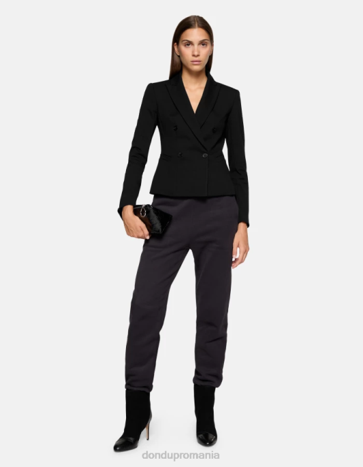 femei pantaloni de jogging din fleece cu fiti regulate V84D139 îmbrăcăminte negru DONDUP