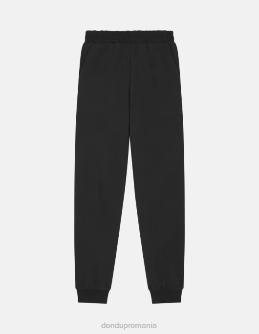femei pantaloni de jogging din fleece cu fiti regulate V84D139 îmbrăcăminte negru DONDUP