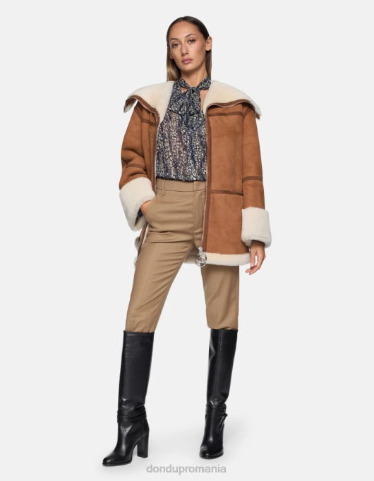 femei nima pantaloni largi de flanel V84D221 îmbrăcăminte cămilă DONDUP