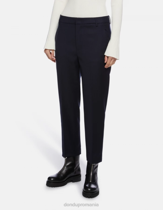 femei nima pantaloni largi de flanel V84D222 îmbrăcăminte albastru marin DONDUP
