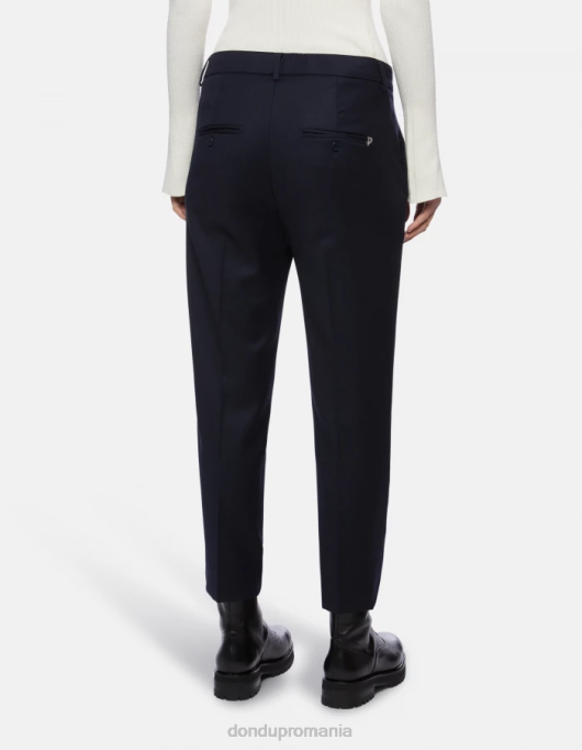 femei nima pantaloni largi de flanel V84D222 îmbrăcăminte albastru marin DONDUP