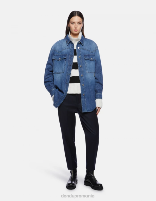 femei nima pantaloni largi de flanel V84D222 îmbrăcăminte albastru marin DONDUP