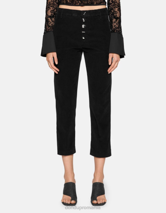 femei nima pantaloni largi din catifea V84D137 îmbrăcăminte negru DONDUP