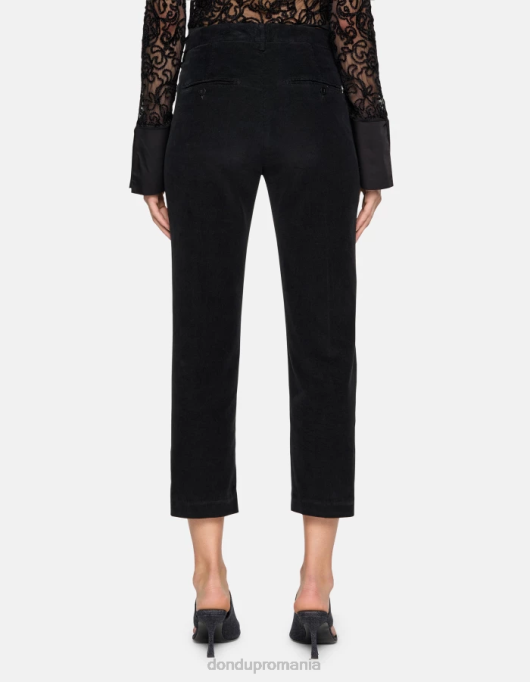 femei nima pantaloni largi din catifea V84D137 îmbrăcăminte negru DONDUP