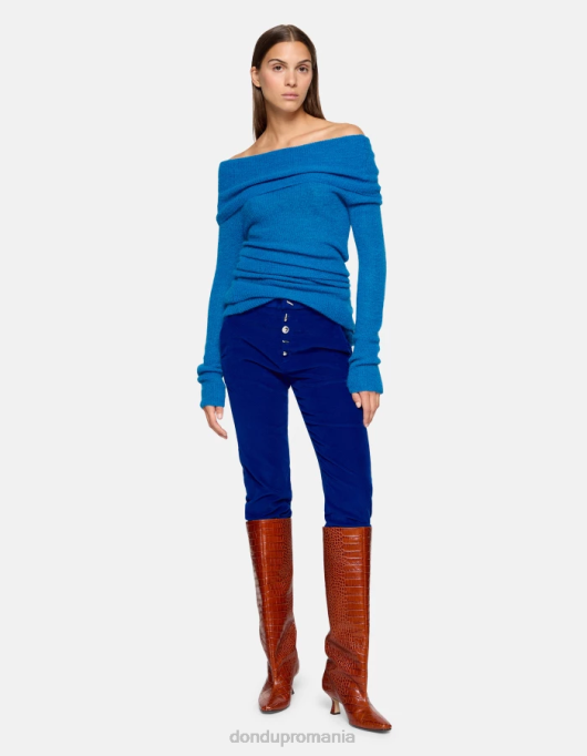 femei nima pantaloni largi din catifea V84D138 îmbrăcăminte albastru regal DONDUP