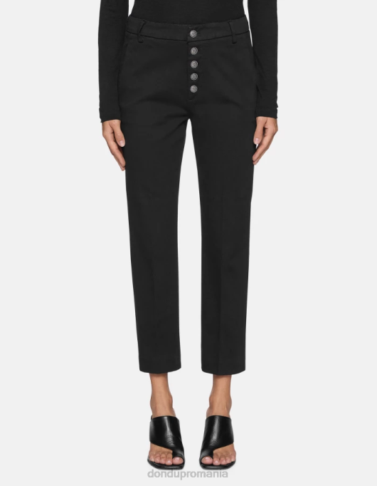femei nima pantaloni largi din tricotină V84D234 îmbrăcăminte negru DONDUP