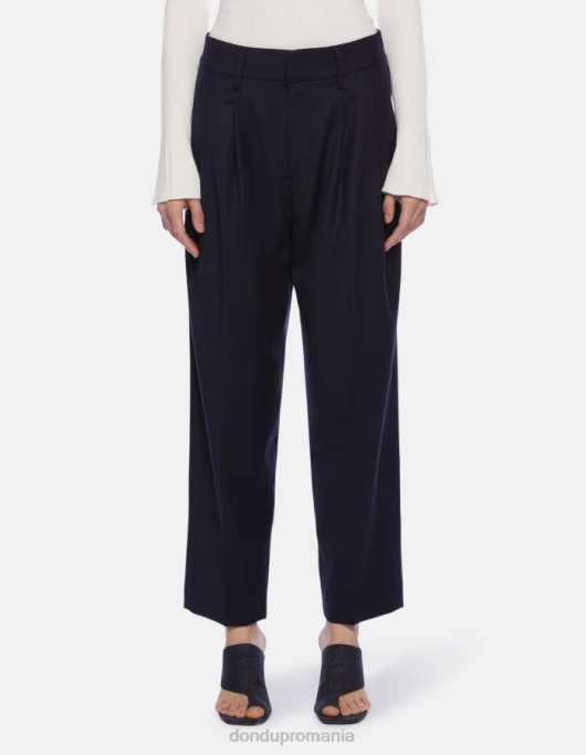 femei pantaloni largi de flanel Sheryl V84D169 îmbrăcăminte albastru marin DONDUP