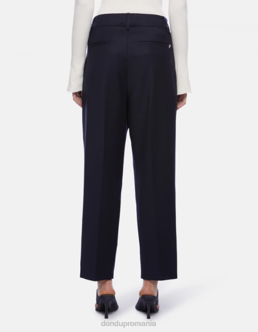 femei pantaloni largi de flanel Sheryl V84D169 îmbrăcăminte albastru marin DONDUP