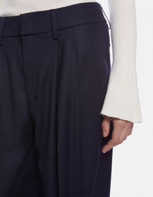 femei pantaloni largi de flanel Sheryl V84D169 îmbrăcăminte albastru marin DONDUP