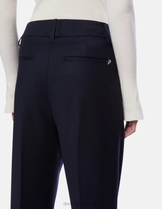 femei pantaloni largi de flanel Sheryl V84D169 îmbrăcăminte albastru marin DONDUP