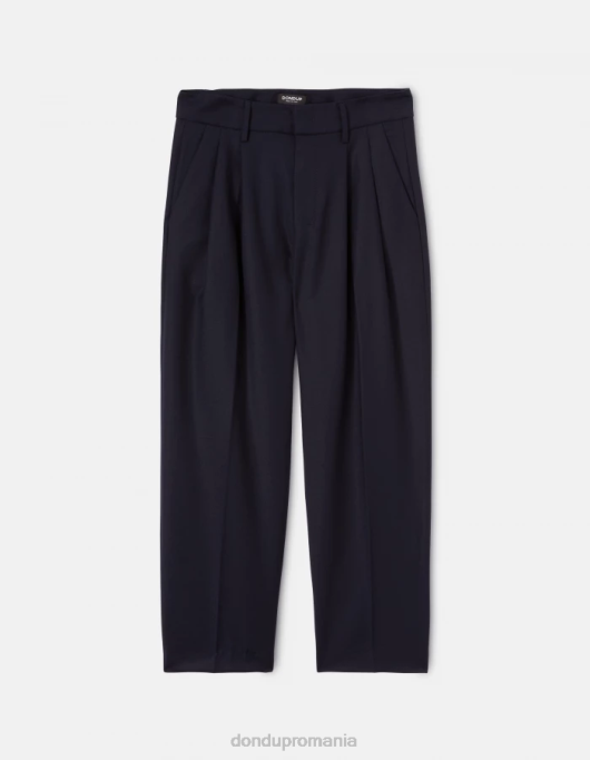 femei pantaloni largi de flanel Sheryl V84D169 îmbrăcăminte albastru marin DONDUP