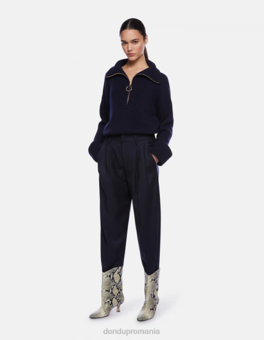 femei pantaloni largi de flanel Sheryl V84D169 îmbrăcăminte albastru marin DONDUP