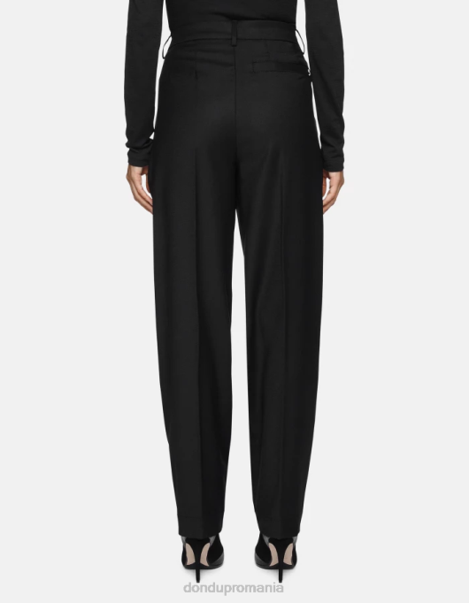 femei pantaloni largi de flanel daly V84D195 îmbrăcăminte negru DONDUP