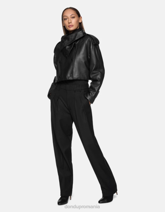 femei pantaloni largi de flanel daly V84D195 îmbrăcăminte negru DONDUP