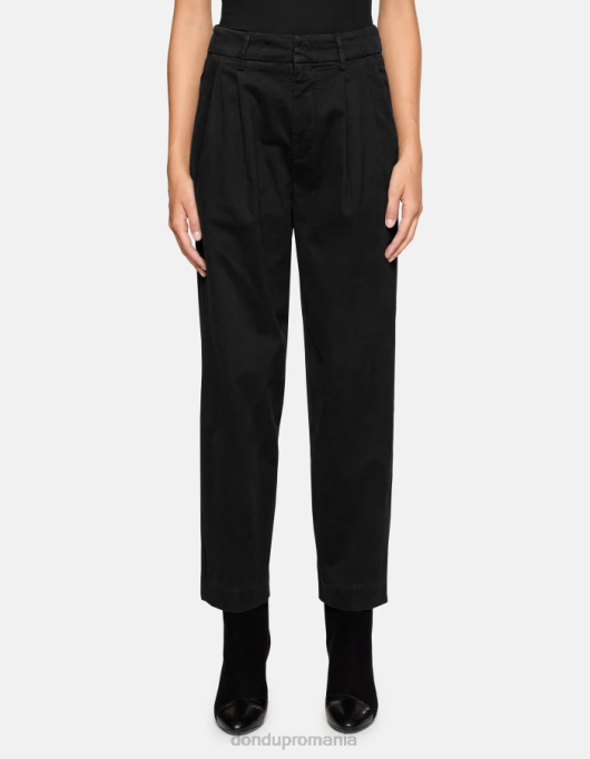 femei pantaloni largi din bumbac Sheryl V84D237 îmbrăcăminte negru DONDUP