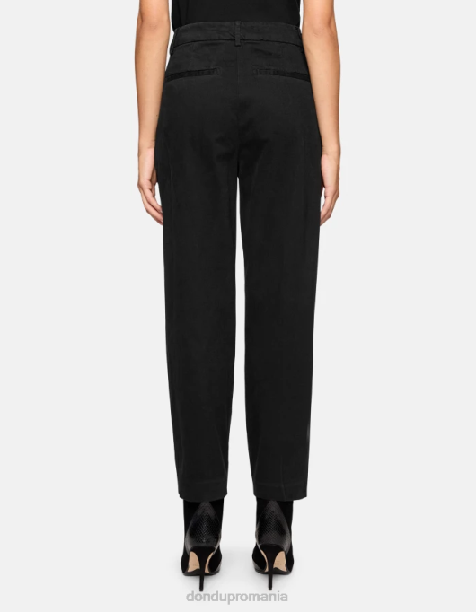 femei pantaloni largi din bumbac Sheryl V84D237 îmbrăcăminte negru DONDUP