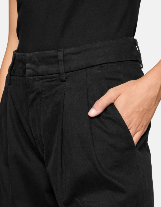 femei pantaloni largi din bumbac Sheryl V84D237 îmbrăcăminte negru DONDUP