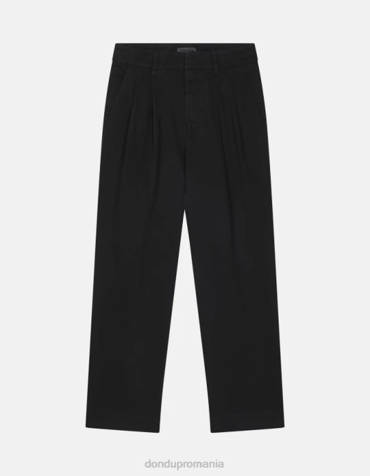 femei pantaloni largi din bumbac Sheryl V84D237 îmbrăcăminte negru DONDUP