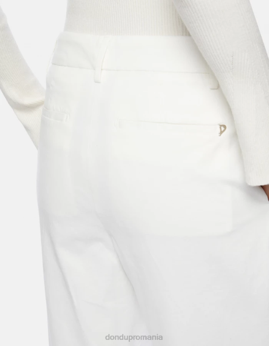 femei pantaloni largi din bumbac Sheryl V84D238 îmbrăcăminte alabastru DONDUP