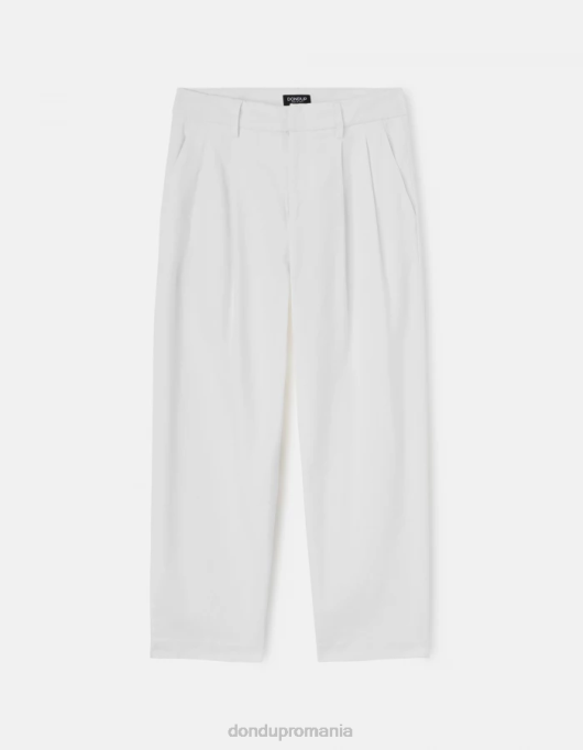 femei pantaloni largi din bumbac Sheryl V84D238 îmbrăcăminte alabastru DONDUP