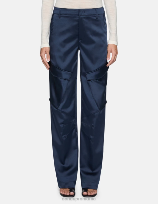 femei pantaloni largi din satin camila V84D199 îmbrăcăminte albastru DONDUP