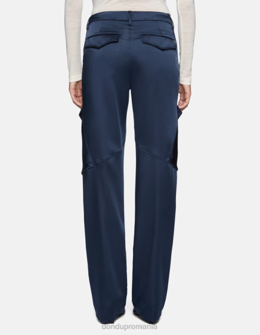 femei pantaloni largi din satin camila V84D199 îmbrăcăminte albastru DONDUP