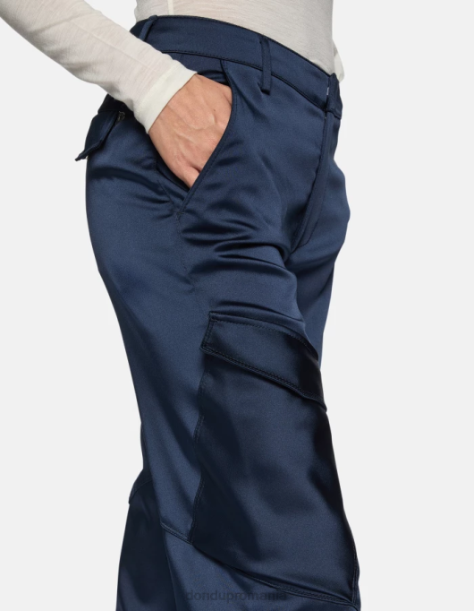 femei pantaloni largi din satin camila V84D199 îmbrăcăminte albastru DONDUP