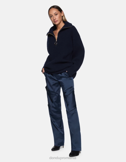 femei pantaloni largi din satin camila V84D199 îmbrăcăminte albastru DONDUP
