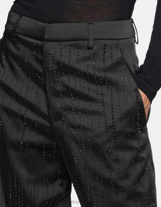 femei pantaloni largi din satin micaela V84D190 îmbrăcăminte negru DONDUP