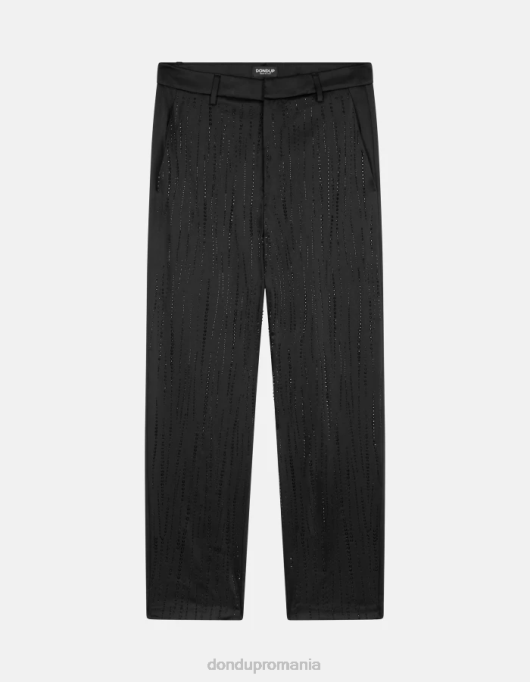 femei pantaloni largi din satin micaela V84D190 îmbrăcăminte negru DONDUP