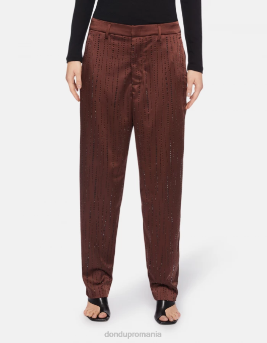 femei pantaloni largi din satin micaela V84D191 îmbrăcăminte cioccolato DONDUP