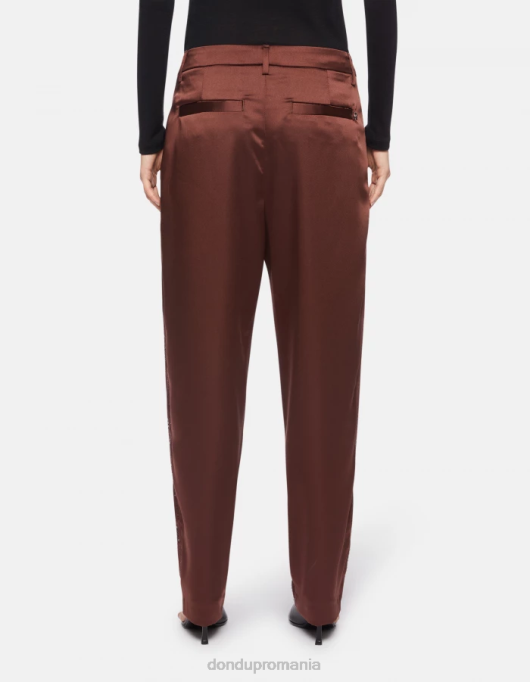 femei pantaloni largi din satin micaela V84D191 îmbrăcăminte cioccolato DONDUP